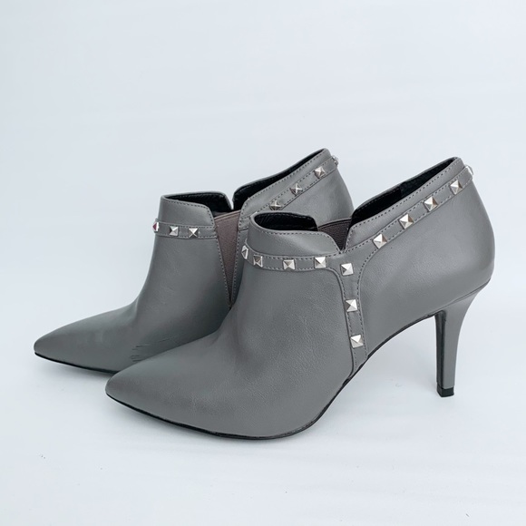 gray high heel booties